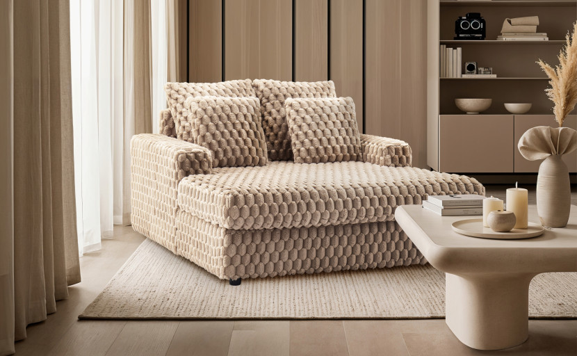 Fotel Wypoczynkowy Kanapa Sofa do Spania Salonu Welur Pluszowy KOBEL Szary