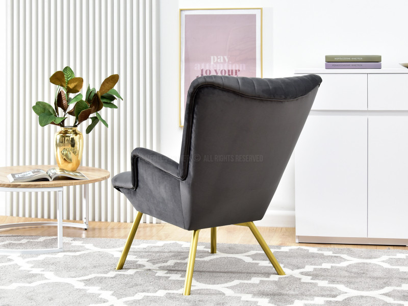 Fotel Lanza Szary Welur, Podstawa Czarny