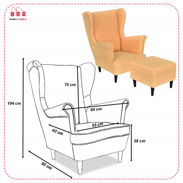 Fotel uszak z podnóżkiem MAX Family Meble