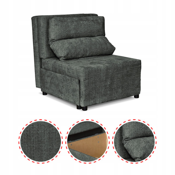 Fotel rozkładany z funkcja spania KIMO pojemnik na pościel Ramona c. szary