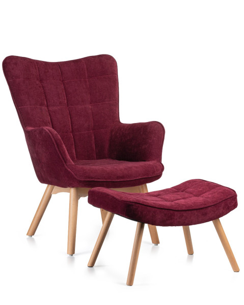 Uszak Fotel z podnóżkiem Grella Żółty 79x70x97 cm wypoczynkowy do salonu