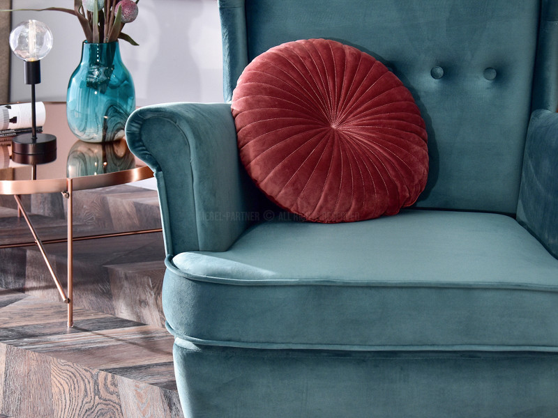 Fotel Malmo Żurawina Tkanina, Podstawa Orzech