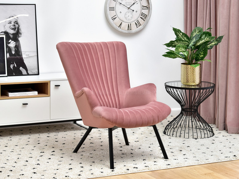 Fotel Lanza Szary Welur, Podstawa Czarny