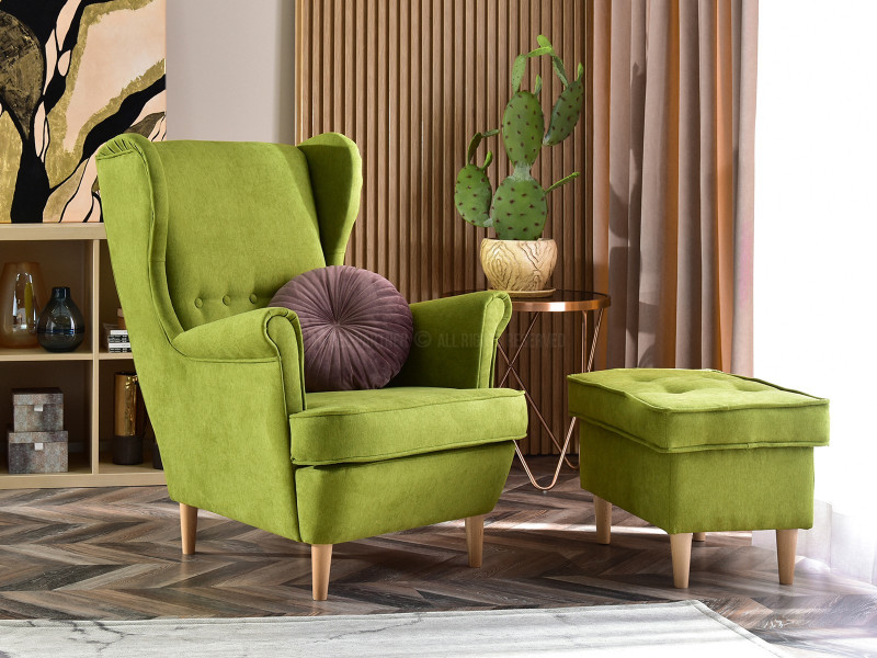 Fotel Malmo Żurawina Tkanina, Podstawa Orzech