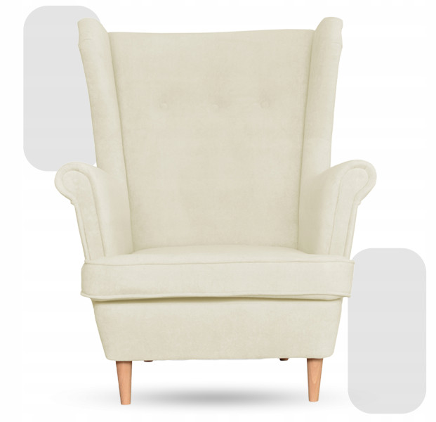 Fotel uszak skandynawski welur Hunter Family Meble błękitny