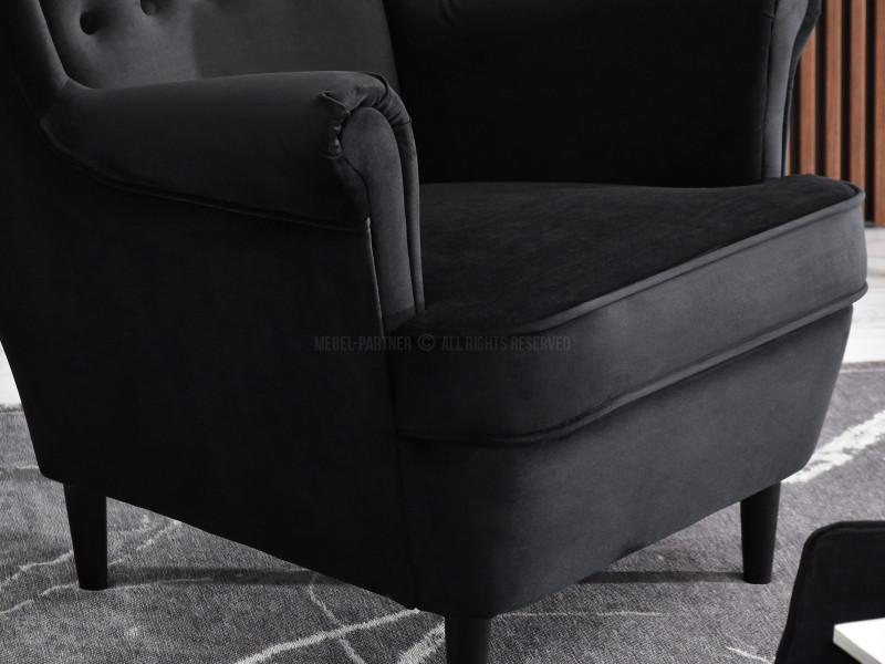 Fotel Malmo Żurawina Tkanina, Podstawa Orzech