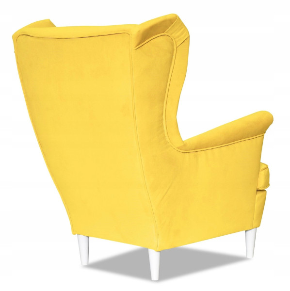 Fotel Uszak liliowy jasny róż aksamit urodziny