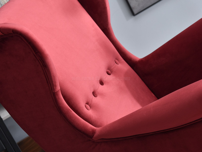 Fotel Malmo Żurawina Tkanina, Podstawa Orzech