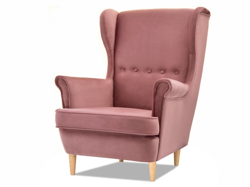 Fotel Malmo Żurawina Tkanina, Podstawa Orzech