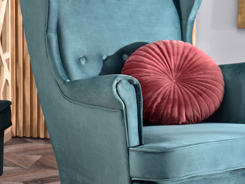 Fotel Malmo Żurawina Tkanina, Podstawa Orzech