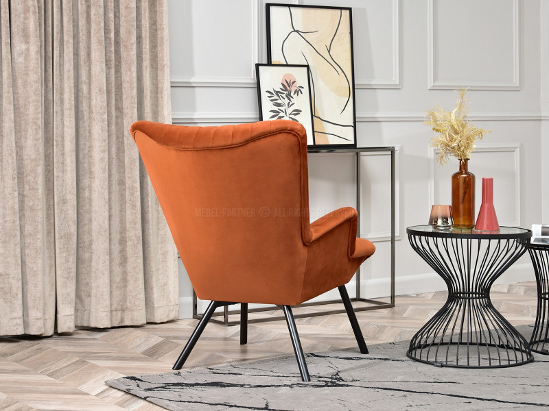 Fotel Lanza Szary Welur, Podstawa Czarny