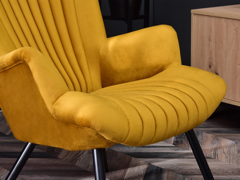 Fotel Lanza Szary Welur, Podstawa Czarny