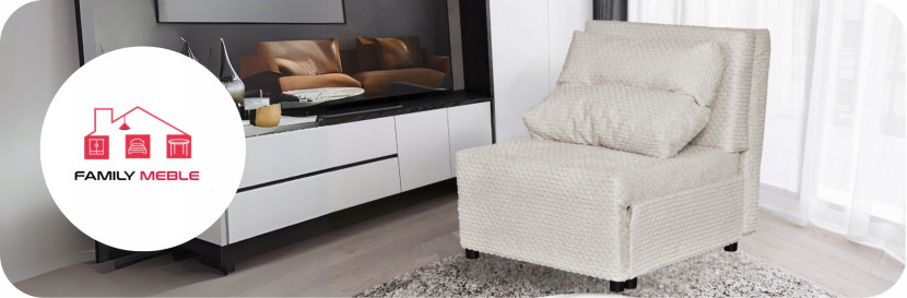 Fotel rozkładany funkcja spania KIMO pojemnik pościel Family Meble czarny