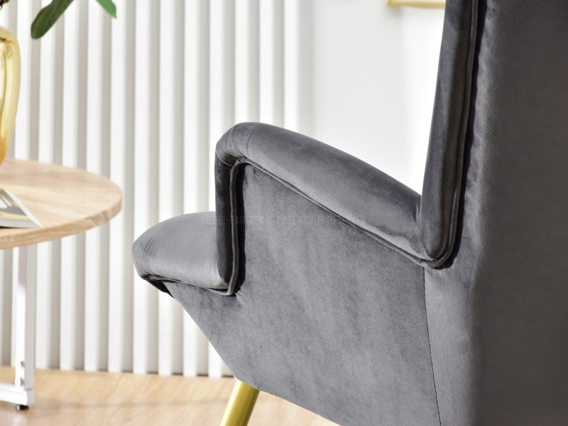 Fotel Lanza Szary Welur, Podstawa Czarny