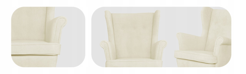 Fotel uszak skandynawski welur Hunter Family Meble błękitny