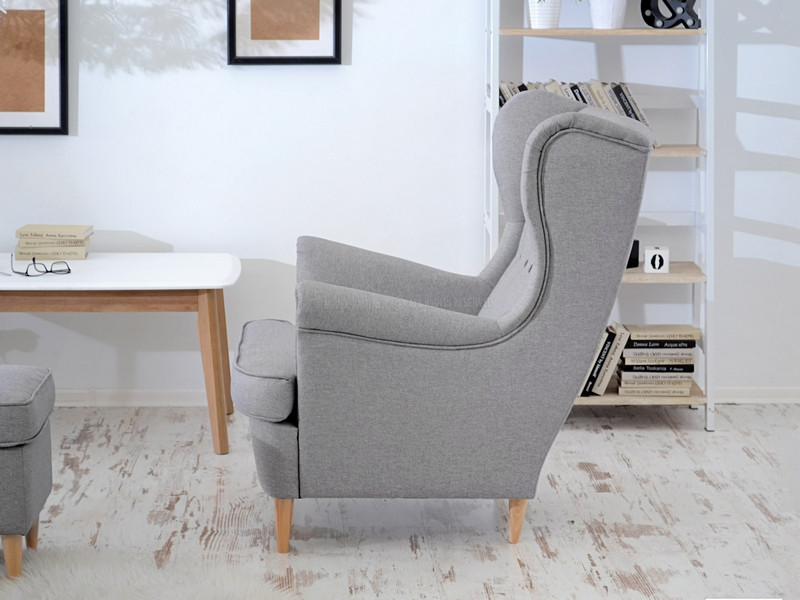 Fotel Malmo Żurawina Tkanina, Podstawa Orzech