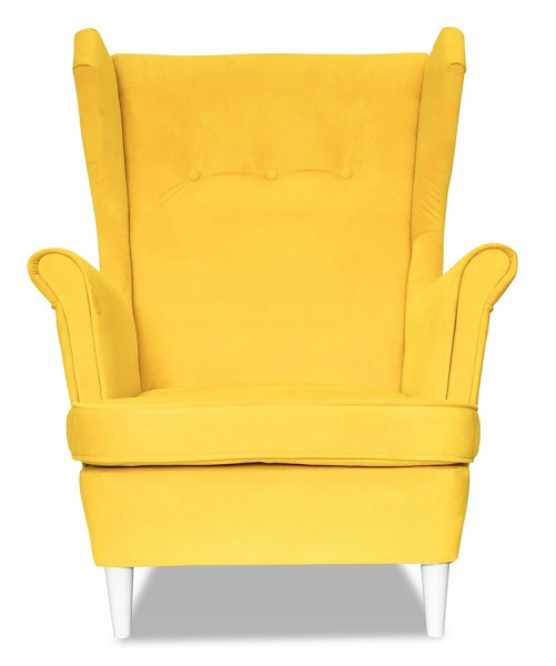 Fotel Uszak liliowy jasny róż aksamit urodziny