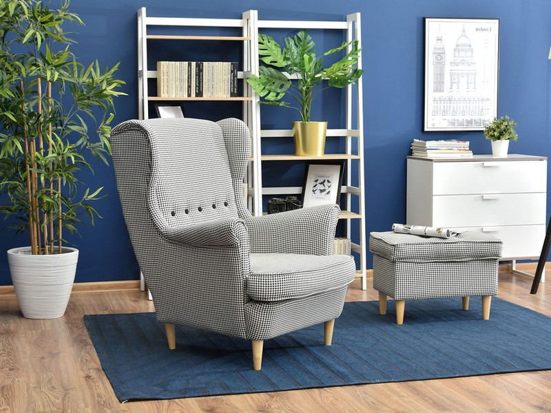 Fotel Malmo Żurawina Tkanina, Podstawa Orzech