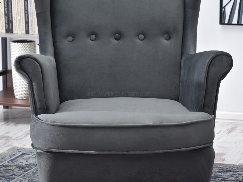 Fotel Malmo Żurawina Tkanina, Podstawa Orzech