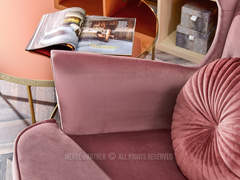 Fotel Malmo Żurawina Tkanina, Podstawa Orzech