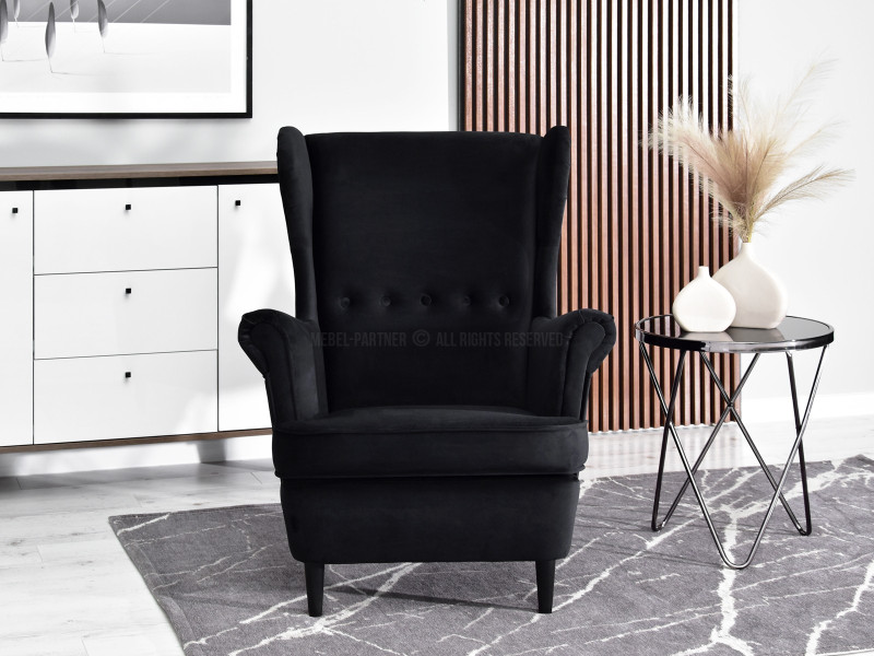 Fotel Malmo Żurawina Tkanina, Podstawa Orzech