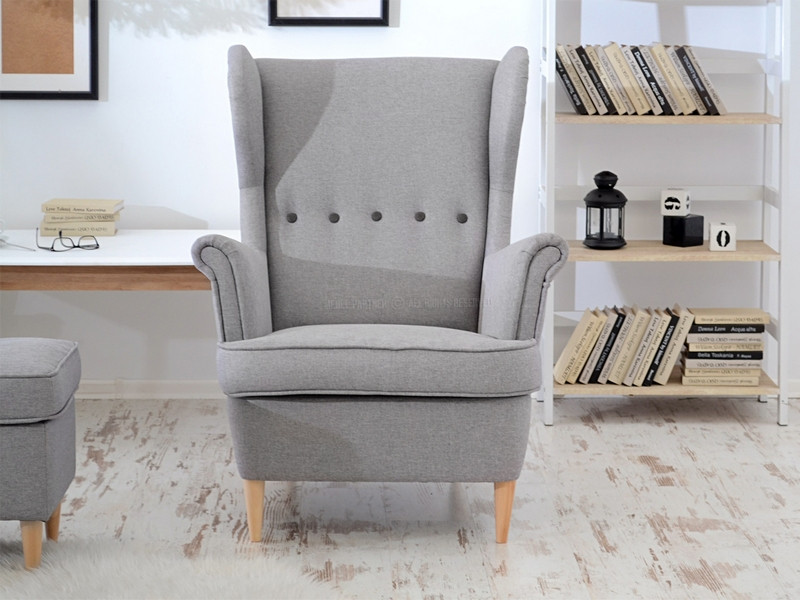 Fotel Malmo Żurawina Tkanina, Podstawa Orzech