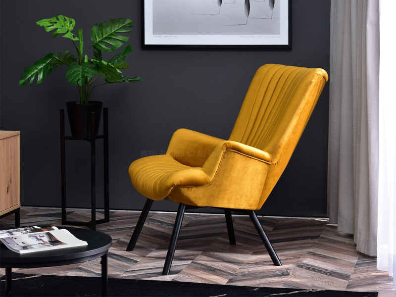 Fotel Lanza Szary Welur, Podstawa Czarny