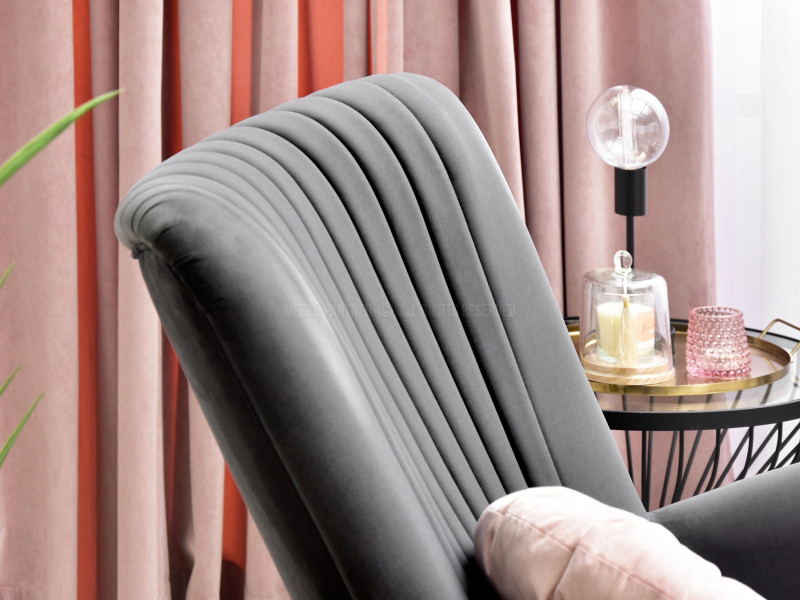 Fotel Lanza Szary Welur, Podstawa Czarny