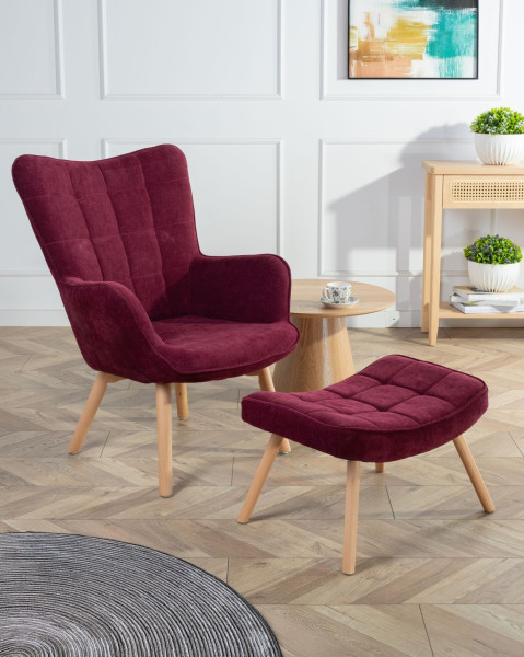 Uszak Fotel z podnóżkiem Grella Żółty 79x70x97 cm wypoczynkowy do salonu