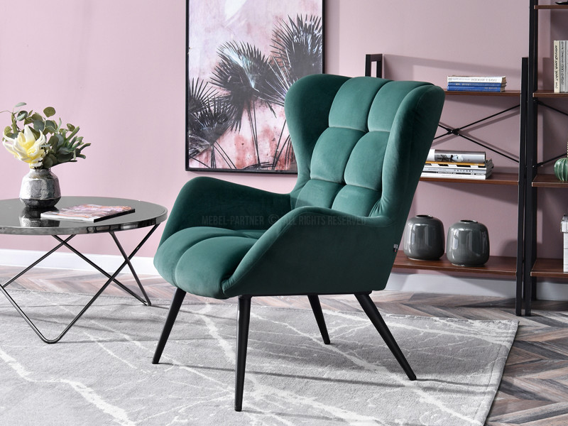 Fotel Kikori Szary Welur, Podstawa Czarny