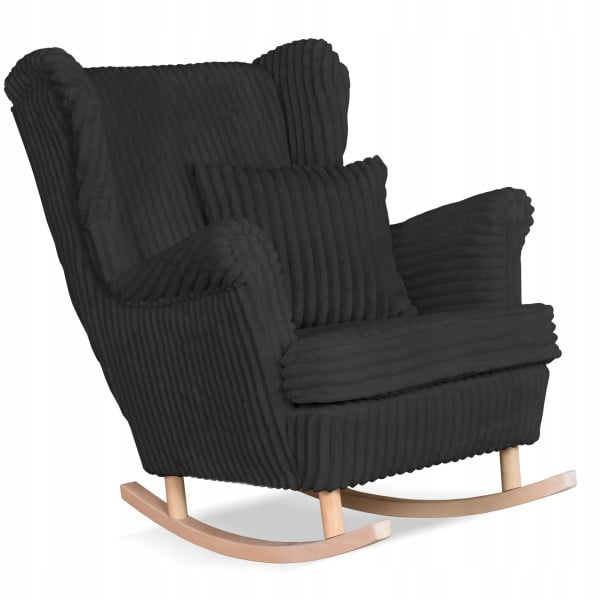Fotel uszak Rene bujany skandynawski Family Meble sztruks czarny TOP