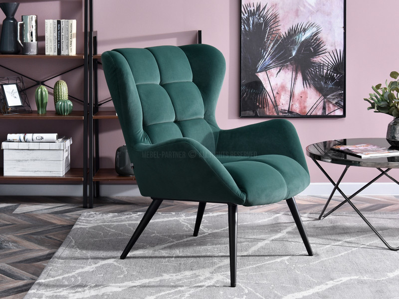 Fotel Kikori Szary Welur, Podstawa Czarny