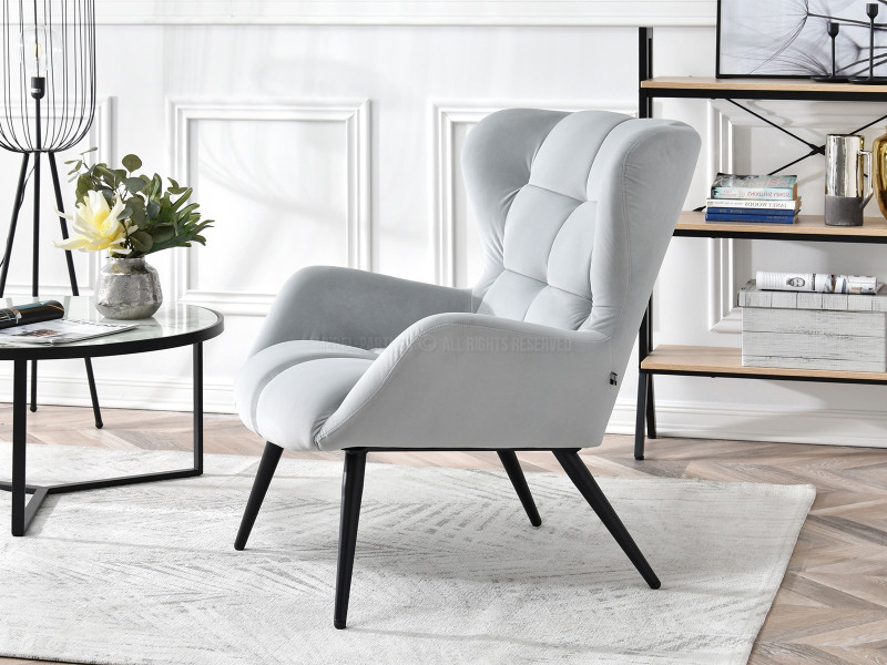 Fotel Kikori Szary Welur, Podstawa Czarny