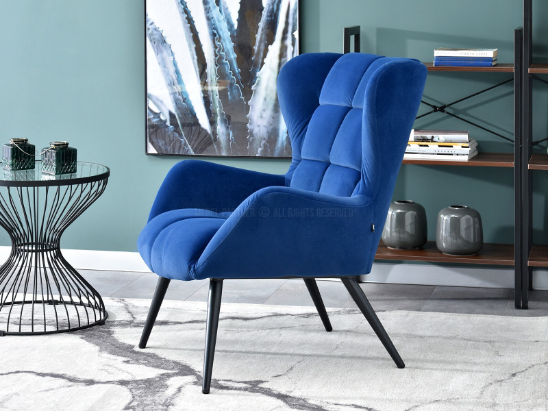 Fotel Kikori Szary Welur, Podstawa Czarny