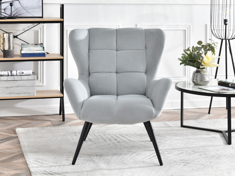 Fotel Kikori Szary Welur, Podstawa Czarny