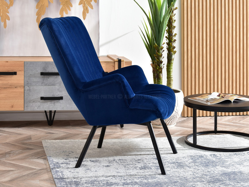 Fotel Lanza Szary Welur, Podstawa Czarny