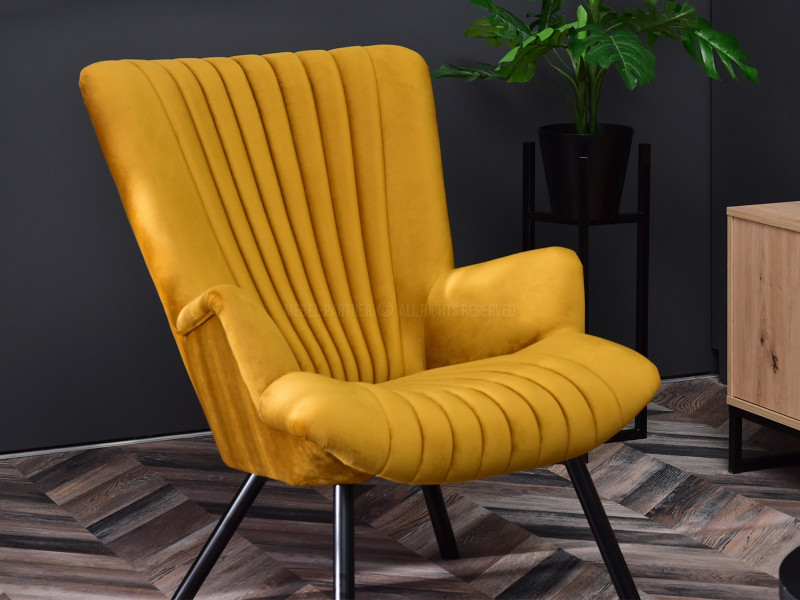 Fotel Lanza Szary Welur, Podstawa Czarny