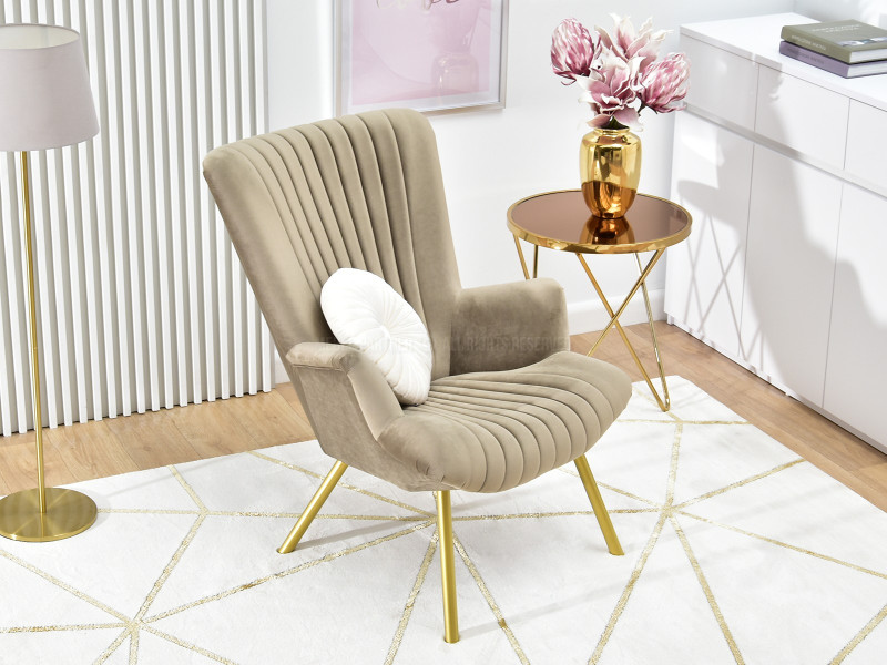 Fotel Lanza Szary Welur, Podstawa Czarny