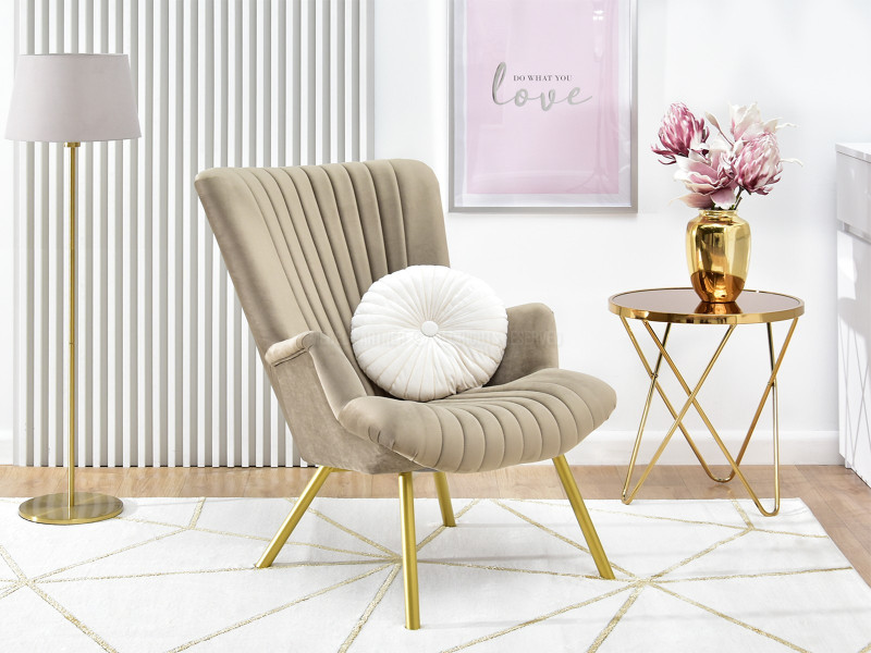 Fotel Lanza Szary Welur, Podstawa Czarny