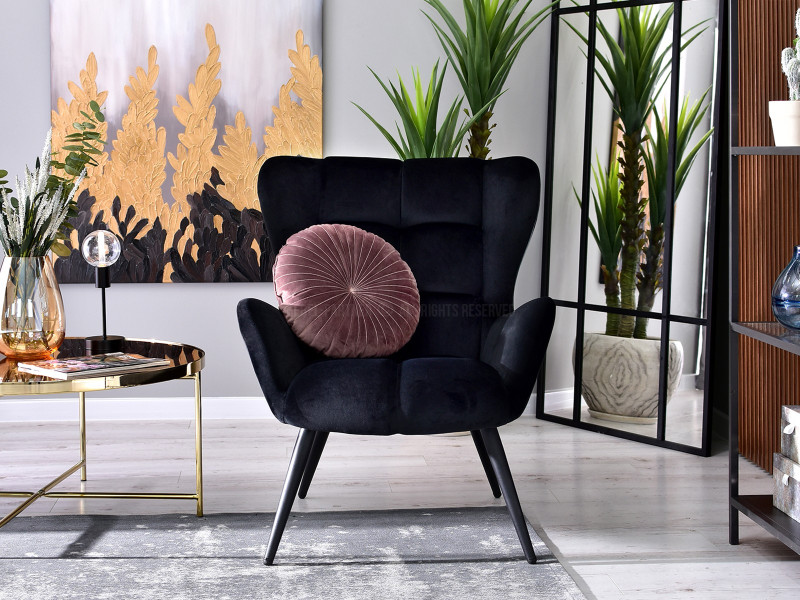 Fotel Kikori Szary Welur, Podstawa Czarny