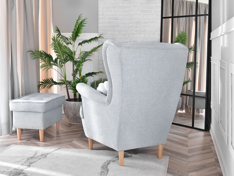 Fotel Malmo Żurawina Tkanina, Podstawa Orzech