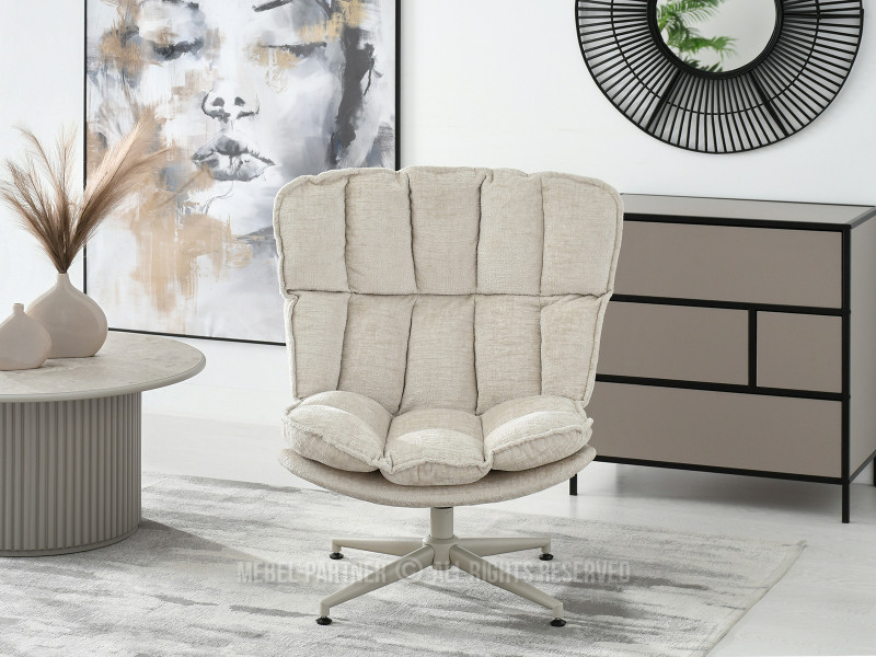 Beżowy Nowoczesny Fotel Jasper Z Przeszyciami - Salon I Sypialnia