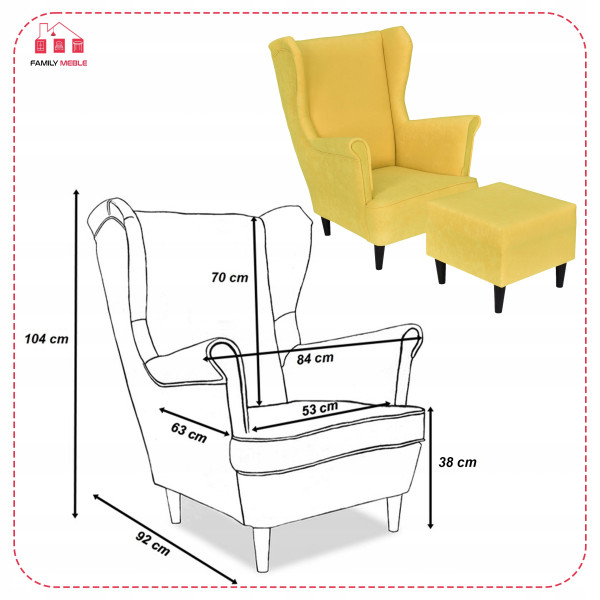 Fotel uszak z podnóżkiem MAX Family Meble