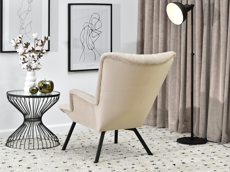 Fotel Lanza Szary Welur, Podstawa Czarny