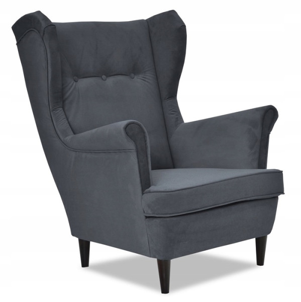 Fotel Uszak liliowy jasny róż aksamit urodziny