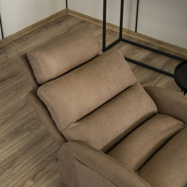 Fotel Rozkładany Wypoczynkowy z Podnóżkiem Wygodny Do Spania Brązowy HENRY