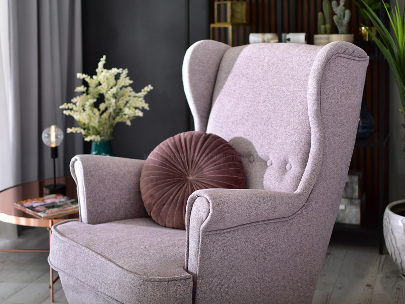 Fotel Malmo Żurawina Tkanina, Podstawa Orzech