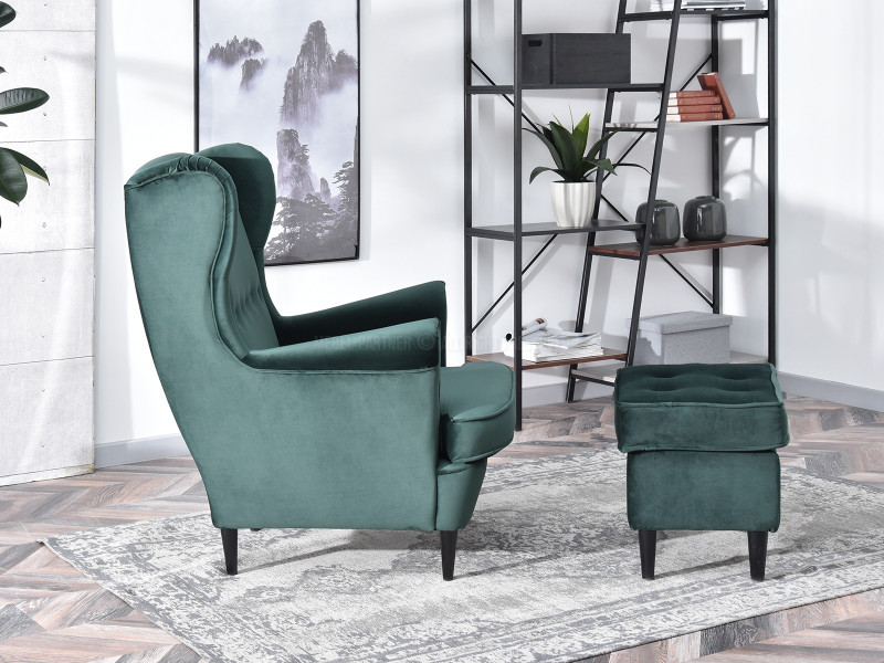 Fotel Malmo Żurawina Tkanina, Podstawa Orzech