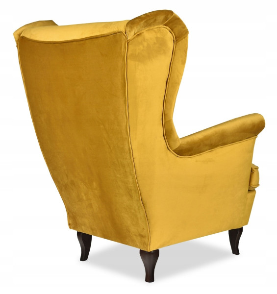 Fotel Uszak liliowy jasny róż aksamit urodziny