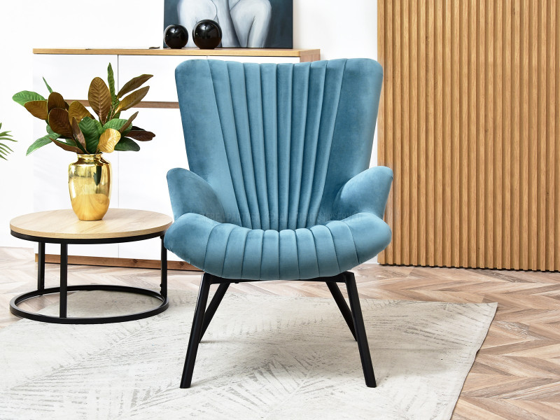 Fotel Lanza Szary Welur, Podstawa Czarny